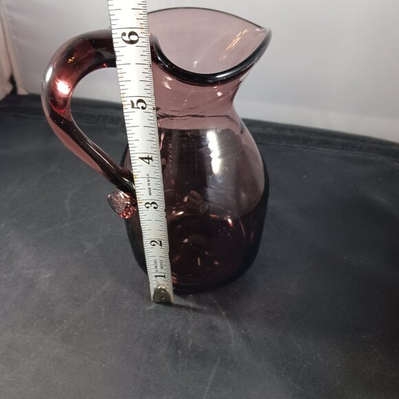 Vintage Amethyst Blown Glass Creamer Small Pitcher - Picture 9 of 10